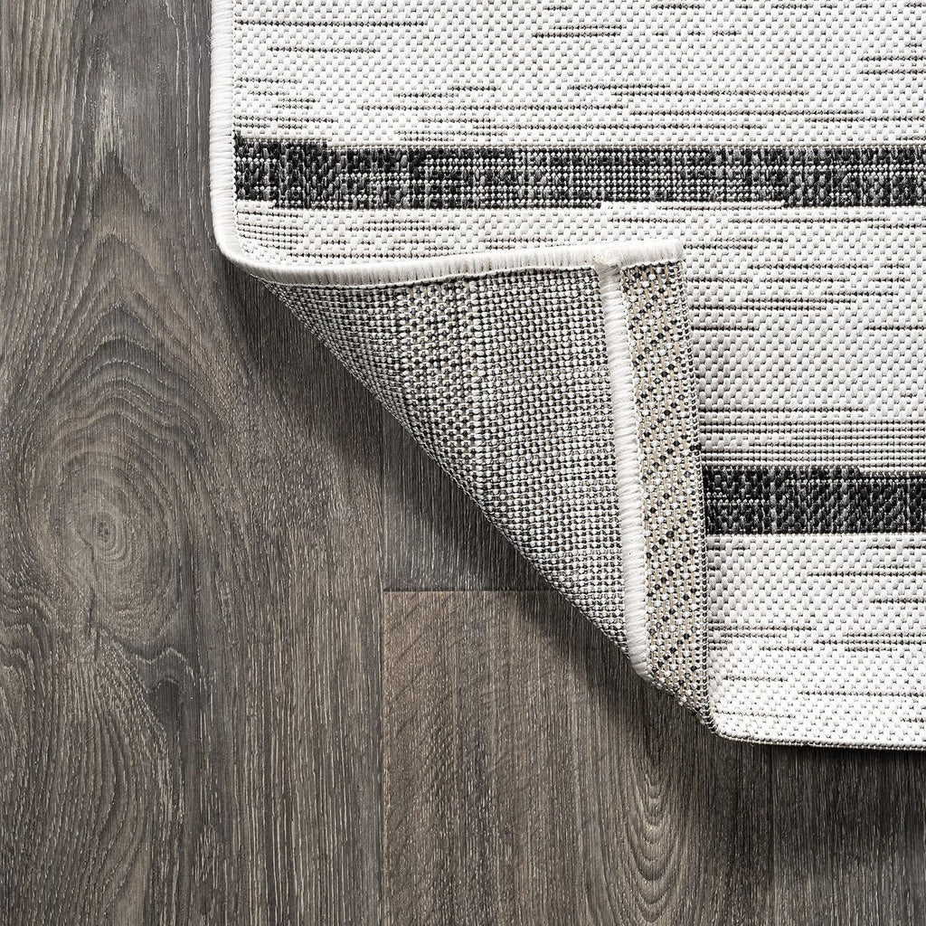 JONATHAN Y Berber Stripe Indoor/Outdoor Area Rug 5x8 – Blue & Ivory
