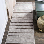 JONATHAN Y Berber Stripe Indoor/Outdoor Area Rug 5x8 – Blue & Ivory