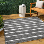 JONATHAN Y Berber Stripe Indoor/Outdoor Area Rug 5x8 – Blue & Ivory