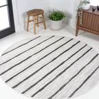 JONATHAN Y Berber Stripe Indoor/Outdoor Area Rug 5x8 – Blue & Ivory