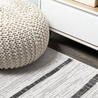 JONATHAN Y Berber Stripe Indoor/Outdoor Area Rug 5x8 – Blue & Ivory