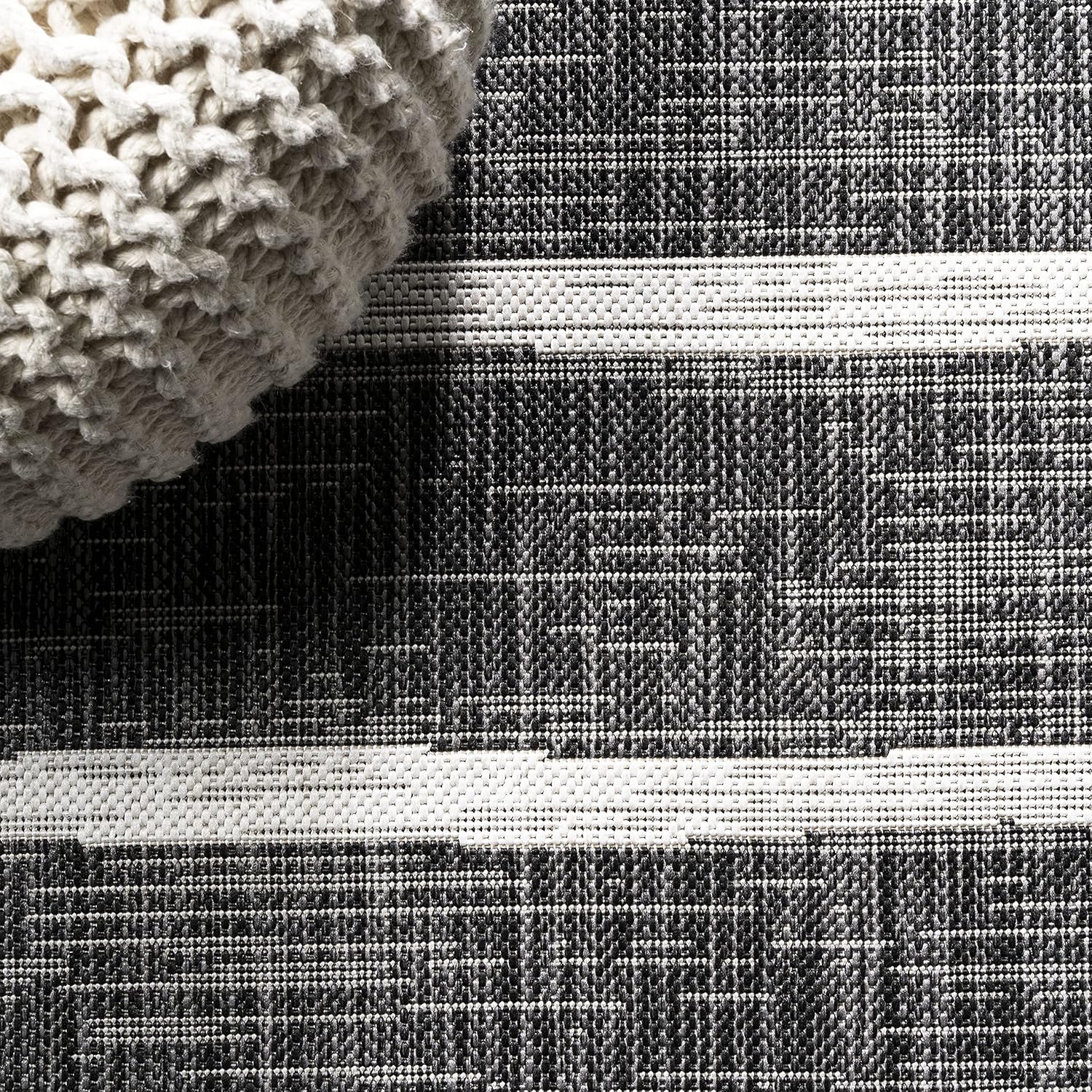 JONATHAN Y Berber Stripe Indoor/Outdoor Area Rug 5x8 – Blue & Ivory