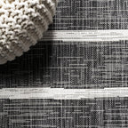 JONATHAN Y Berber Stripe Indoor/Outdoor Area Rug 5x8 – Blue & Ivory