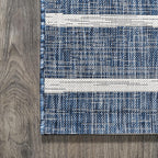 JONATHAN Y Berber Stripe Indoor/Outdoor Area Rug 5x8 – Blue & Ivory