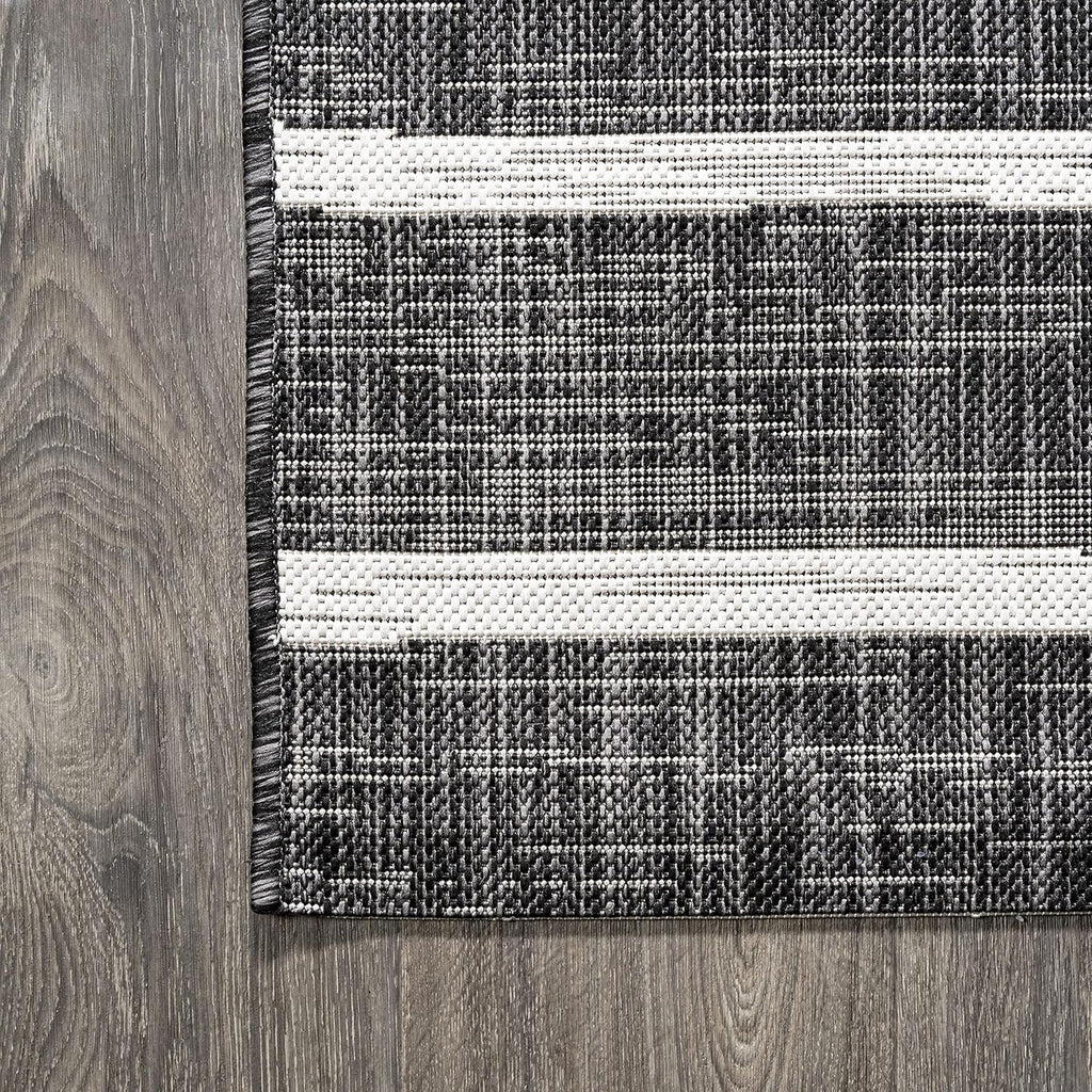 JONATHAN Y Berber Stripe Indoor/Outdoor Area Rug 5x8 – Blue & Ivory