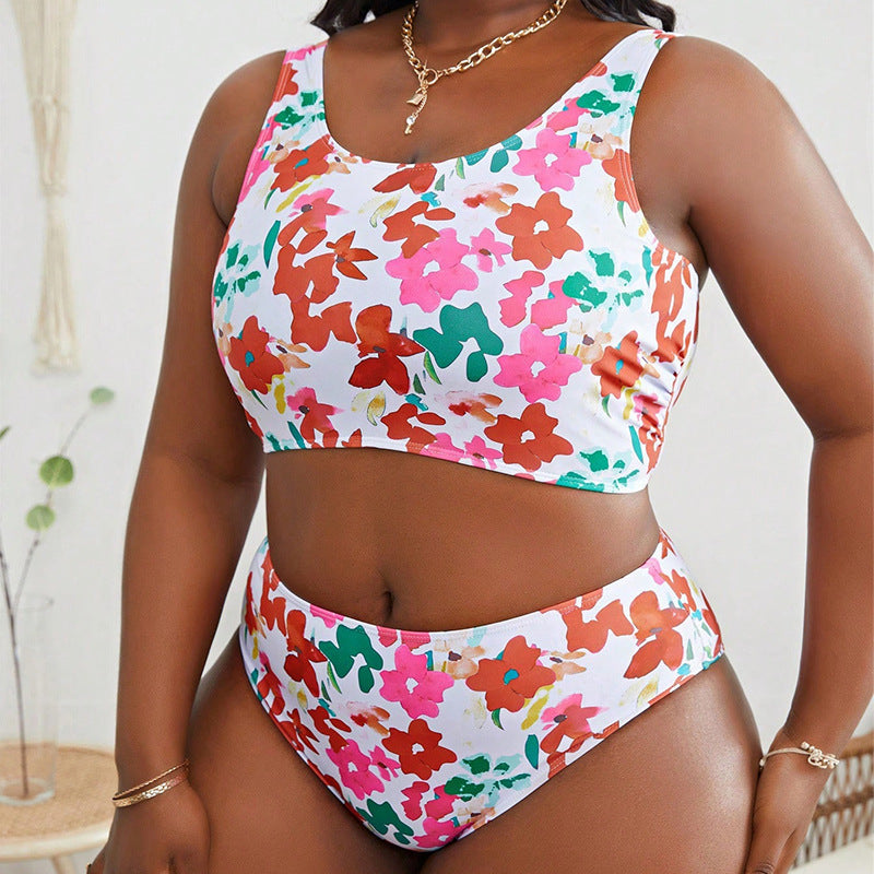 Printed Strap Two-Piece Swimsuit for Women, Plus Size Bikini, Beach Swimwear