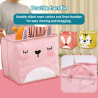 Fabric Cartoon Kids' Toy Storage Bin, Foldable Clothing Organizer & Laundry Hamper, Creative Living Room Storage Basket