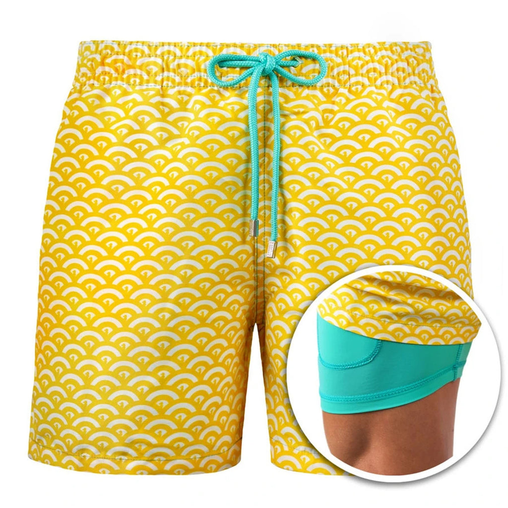 2022 Summer Shorts Men's Beach Pants Sports Pants Printed Double-Layer Shorts Men's Casual Quick-Drying Floral Shorts Men