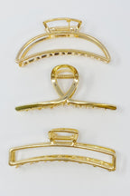 Gold Mine Hair Claw Set of 3 | Large Gold Finish Claw Clips