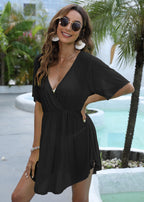 Beach Cover-Up Transparent Mesh Deep V Irregular Bikini