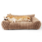 Pet Sofa with Removable Washable Cover, All-Season Pet Mattress with Rabbit Fur Plush Dog Bed