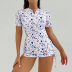 Printed short sleeved women's sports suit