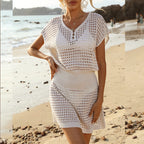 Style Hollow Knit Crochet Sleeveless Cover-Up A-Line Dress