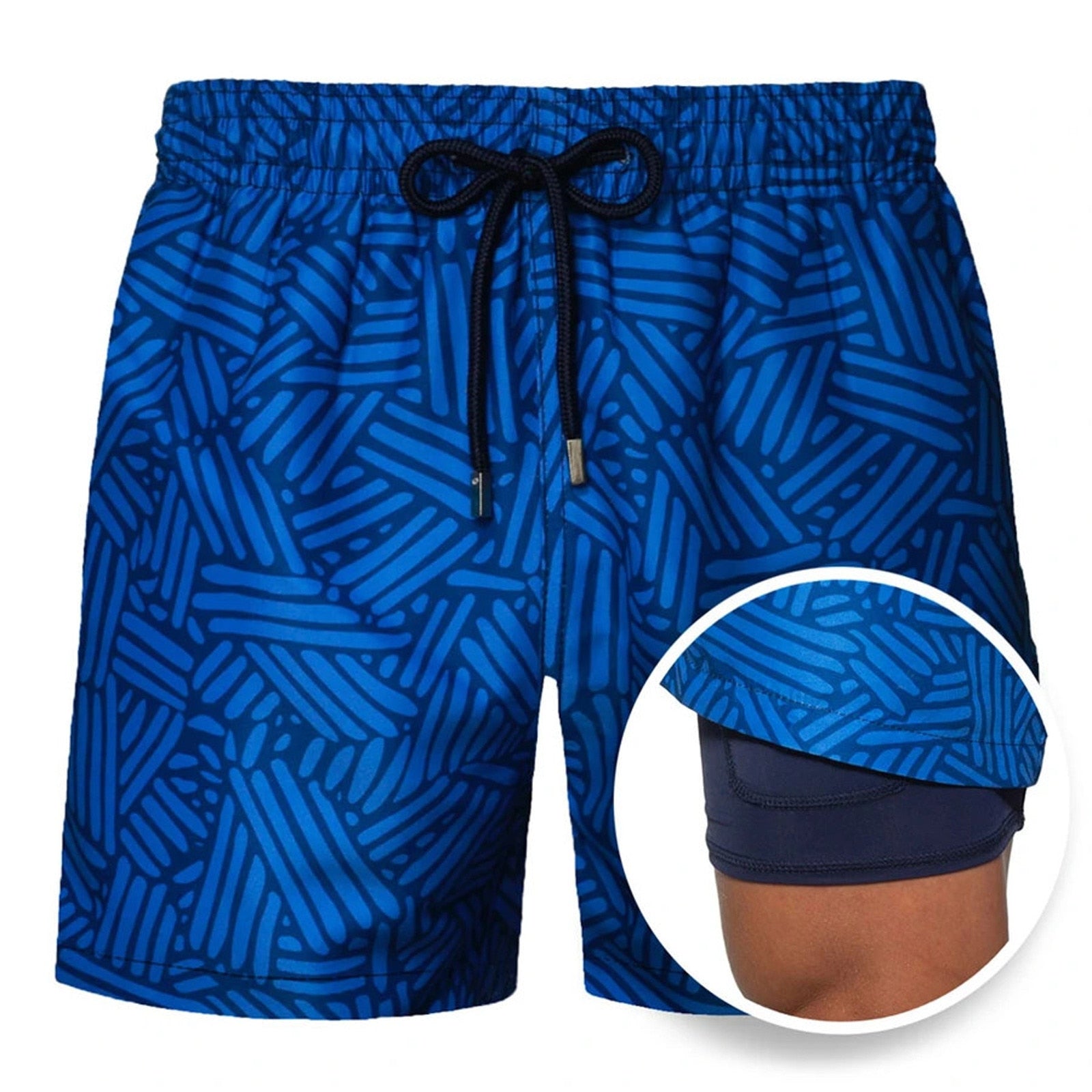 2022 Summer Shorts Men's Beach Pants Sports Pants Printed Double-Layer Shorts Men's Casual Quick-Drying Floral Shorts Men