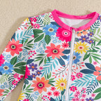Long Sleeve Printed Bikini for Kids Girls Beach Vacation Outfit