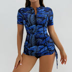 Printed short sleeved women's sports suit