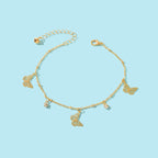 Gold Silver Chain Rhinestone Butterfly Charm Anklet Summer Beach Foot Jewellery-2