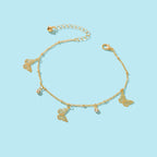 Gold Silver Chain Rhinestone Butterfly Charm Anklet Summer Beach Foot Jewellery-3