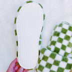 Luxe Lounge Checker Cozy Slippers | Open Toe Non-Slip Women's Slippers