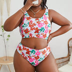 Printed Strap Two-Piece Swimsuit for Women, Plus Size Bikini, Beach Swimwear