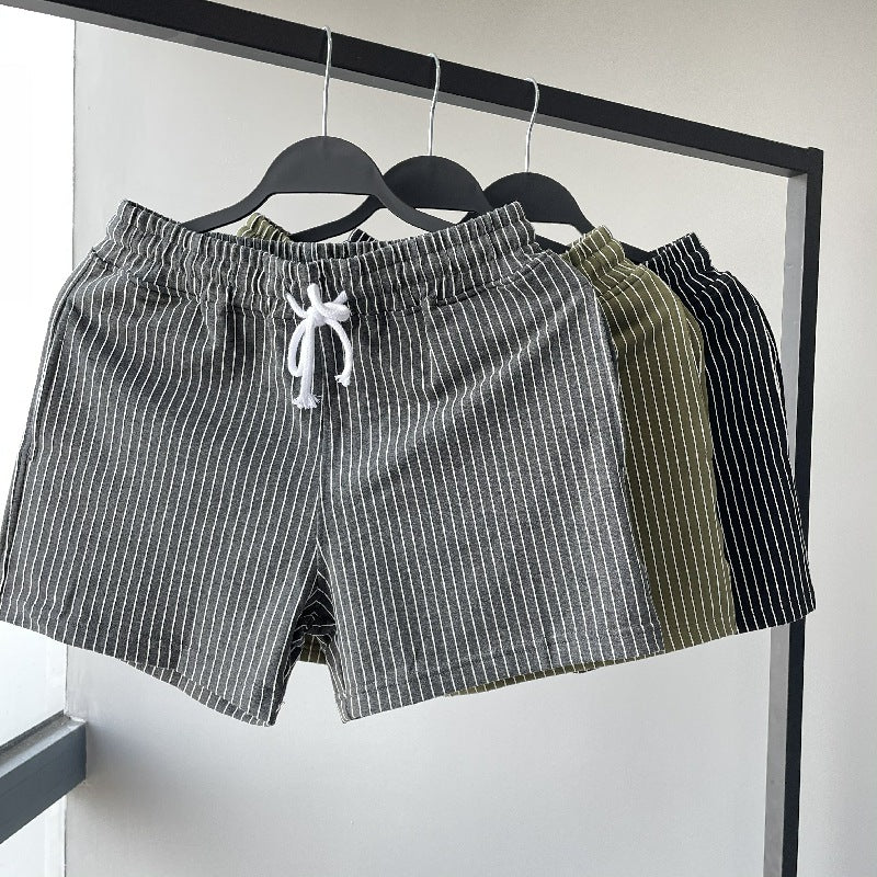 Summer striped cropped shorts for men and women's sports and casual shorts