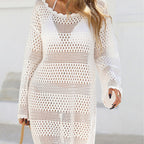 Ladies' Kaftan Wave-Edge Woven Hollow-Out Beach Cover-Up