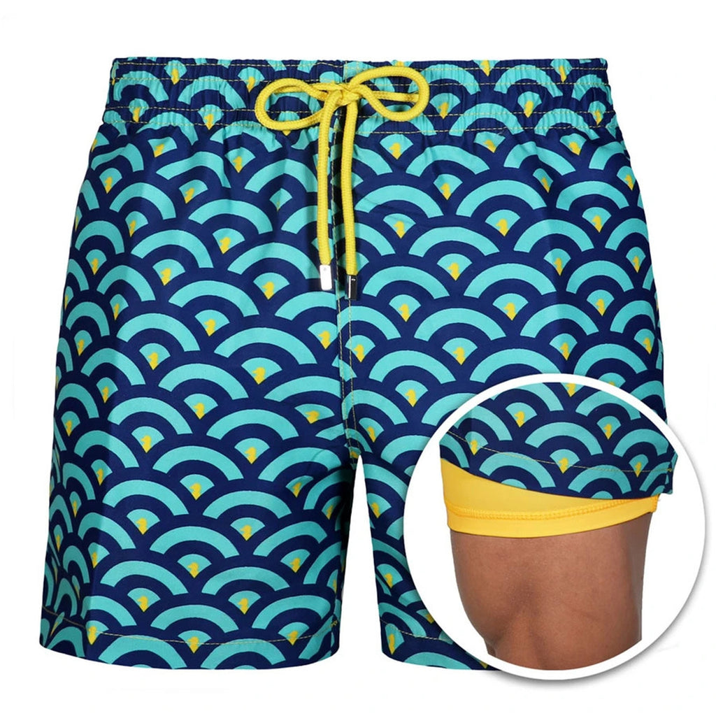2022 Summer Shorts Men's Beach Pants Sports Pants Printed Double-Layer Shorts Men's Casual Quick-Drying Floral Shorts Men