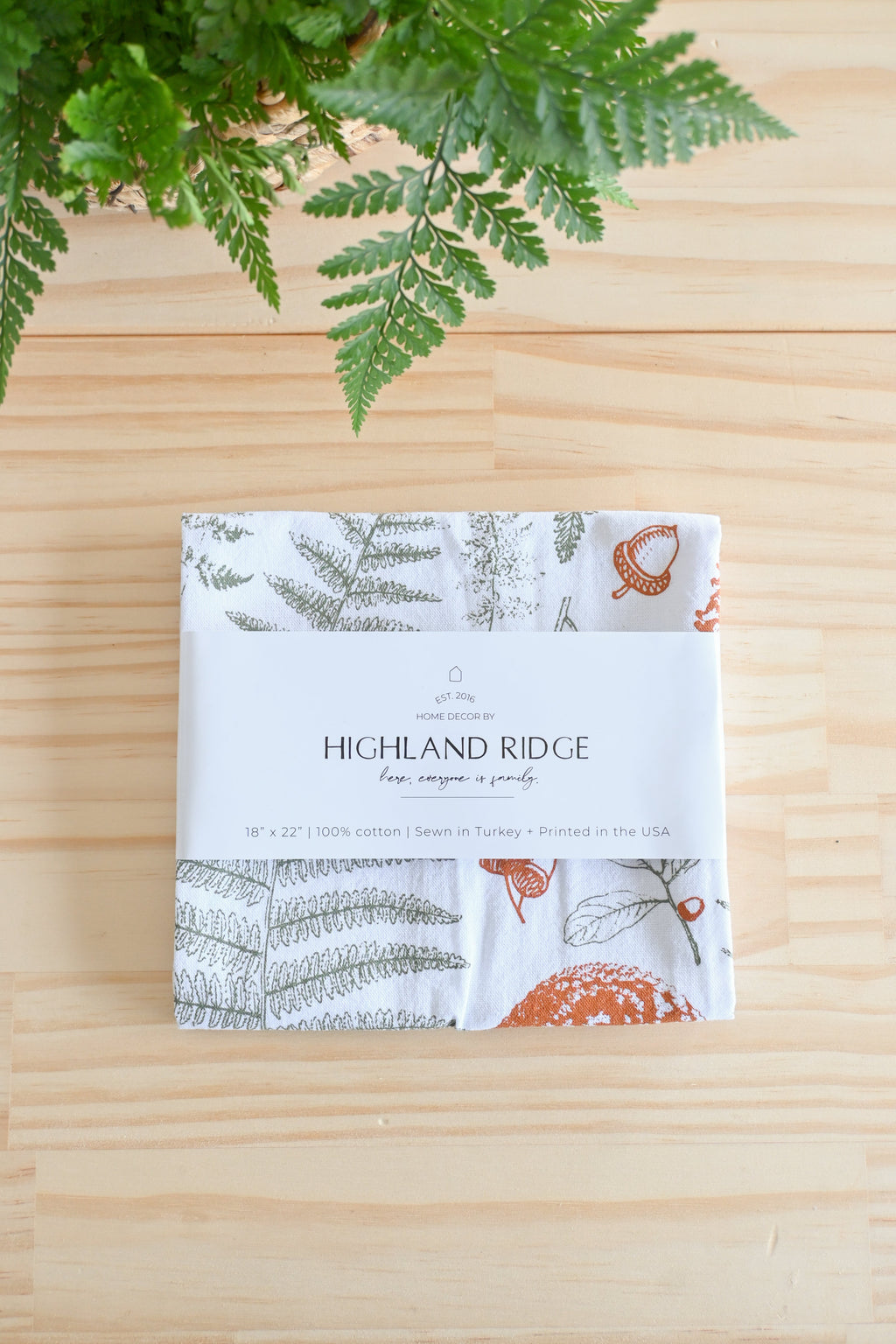 Forest Floor Tea Towel – Botanical Watercolor Kitchen Linen
