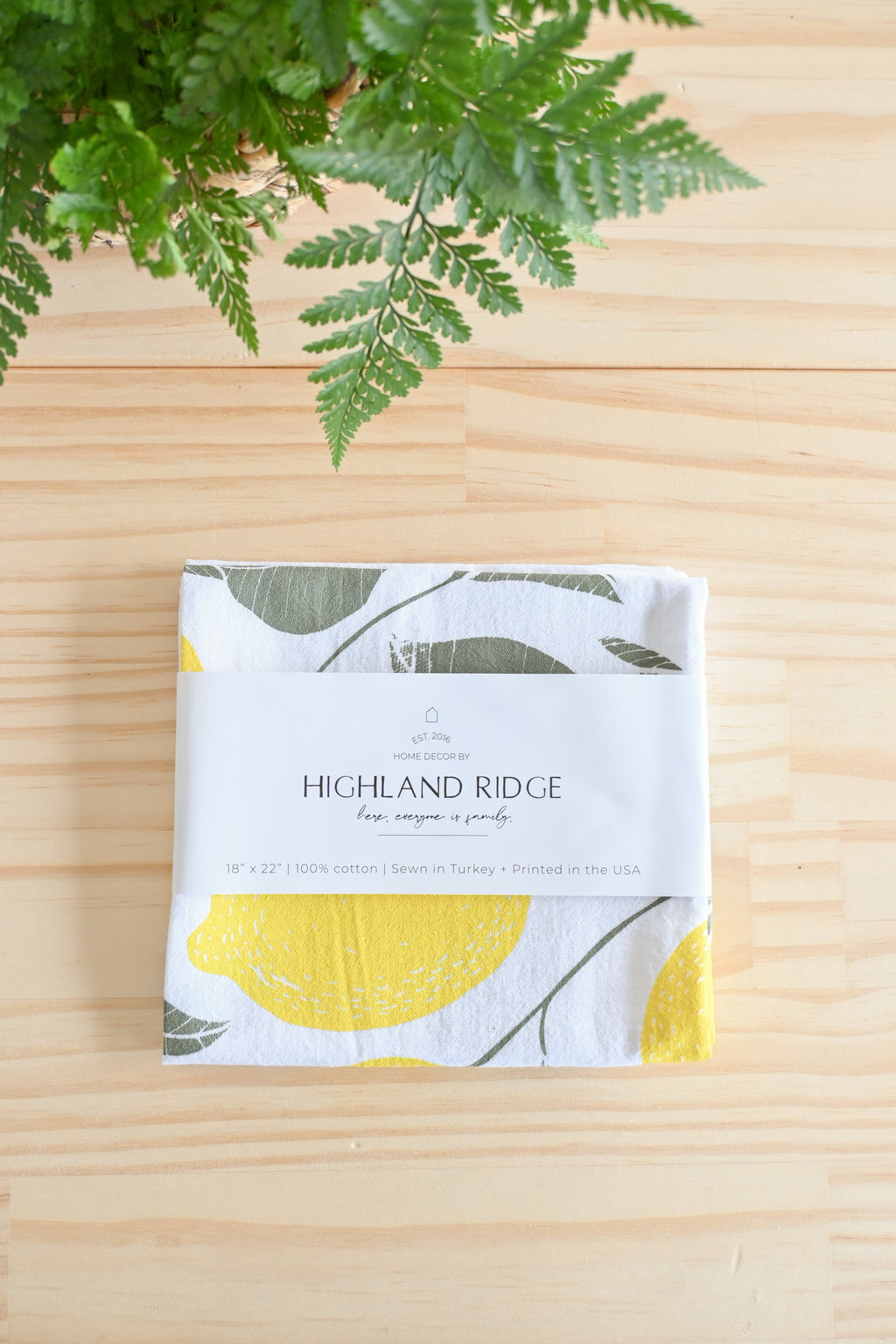 Lemon Tea Towel – Watercolor Print, 100% Cotton | Made in USA by Highland Ridge Decor