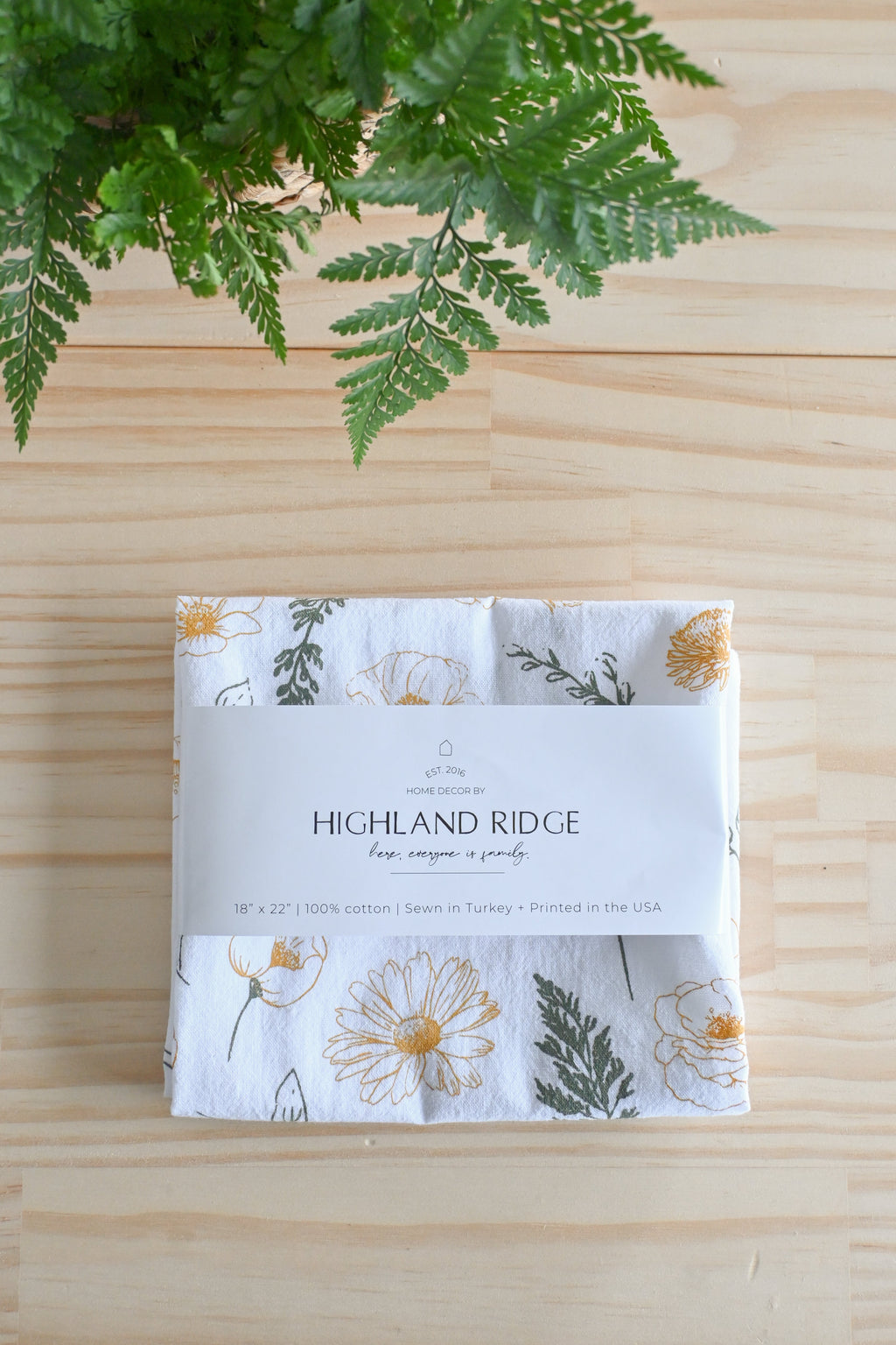 Flower Garden Tea Towel – Watercolor Print, 100% Cotton | Made in USA by Highland Ridge Decor
