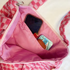 Check Yourself Zipped Tote Bag | Checkered Everyday Tote with Zipper
