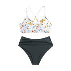 Floral Print Cute Fresh Bikini Swimwear for Girls &ndash; Sleeveless Children's Swimwear
