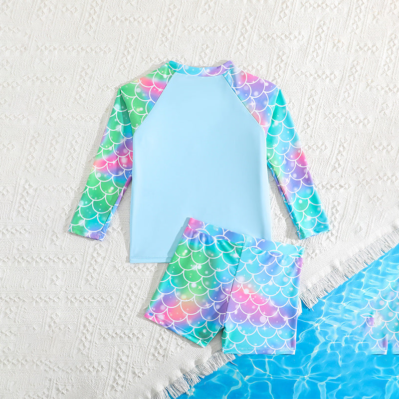 Long Sleeve Children's Swimwear, Cartoon Cute Baby Bikini for Girls