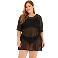 Plus Size Women's Sexy Sheer Mesh Beach Dress Bikini Cover-Up