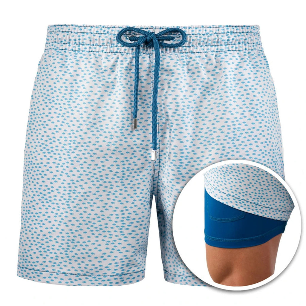 2022 Summer Shorts Men's Beach Pants Sports Pants Printed Double-Layer Shorts Men's Casual Quick-Drying Floral Shorts Men