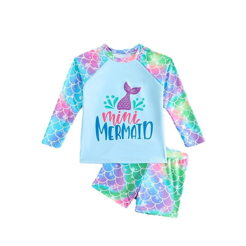 Long Sleeve Children's Swimwear, Cartoon Cute Baby Bikini for Girls