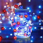 American Flag LED String Lights | Red White & Blue, Battery & USB, Remote Control