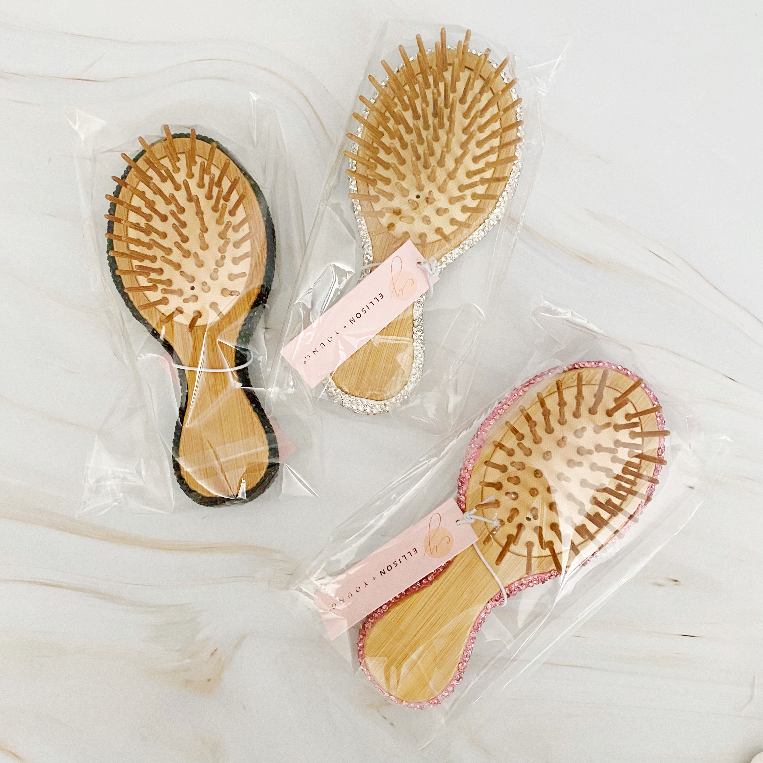 It Girl Life Glam Hair Brush | Rhinestone Wooden Brush | 3 Styles