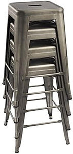 Set of 4 - 24-in. Indoor/Outdoor Backless Stacking Gunmetal Grey Metal Barstools