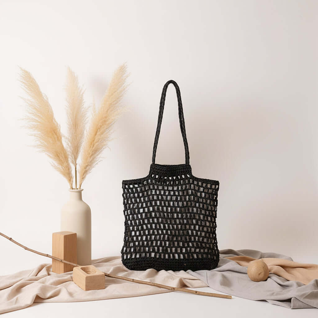 Hollow out straw beach bag Vacation Beach Bag Shoulder Bag-6