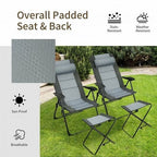 Set of 2 Patiojoy Patio Folding Dining Chair with Ottoman Set Recliner Adjustable-Gray-1
