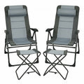 Set of 2 Patiojoy Patio Folding Dining Chair with Ottoman Set Recliner Adjustable-Gray-2