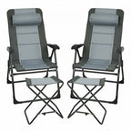 Set of 2 Patiojoy Patio Folding Dining Chair with Ottoman Set Recliner Adjustable-Gray-2