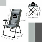 Set of 2 Patiojoy Patio Folding Dining Chair with Ottoman Set Recliner Adjustable-Gray-3