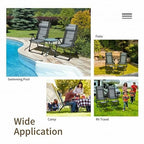 Set of 2 Patiojoy Patio Folding Dining Chair with Ottoman Set Recliner Adjustable-Gray-4