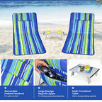 3 Pieces Beach Lounge Chair Mat Set 2 Adjustable Lounge Chairs with Table Stripe-Stripe-4