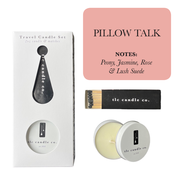 Travel Candle with Matches – Pillow Talk | Peony, Jasmine & Rose Soy Candle