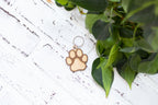 Paw Print Keychain, Wooden Pet Keychain, Paw Print with Hearts and Bones, Mandala Paw Print