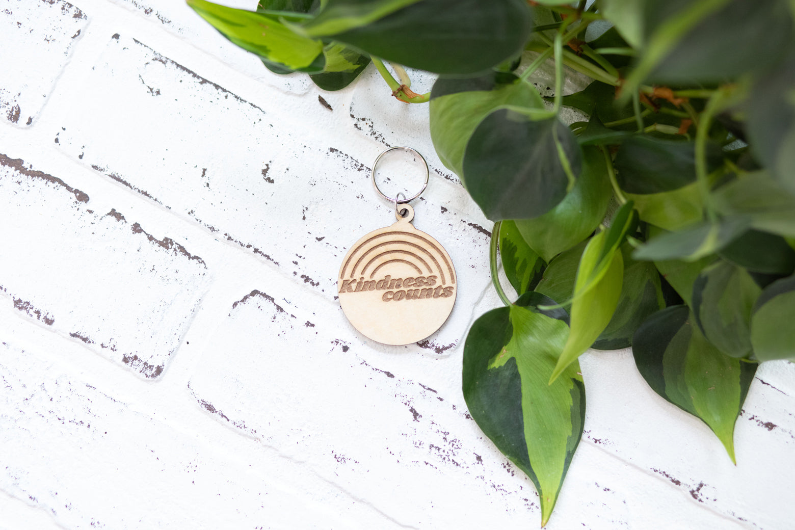 Kindness Counts Keychain, Wooden Keychain, There is Power in Kindness Key Ring with Hearts-1