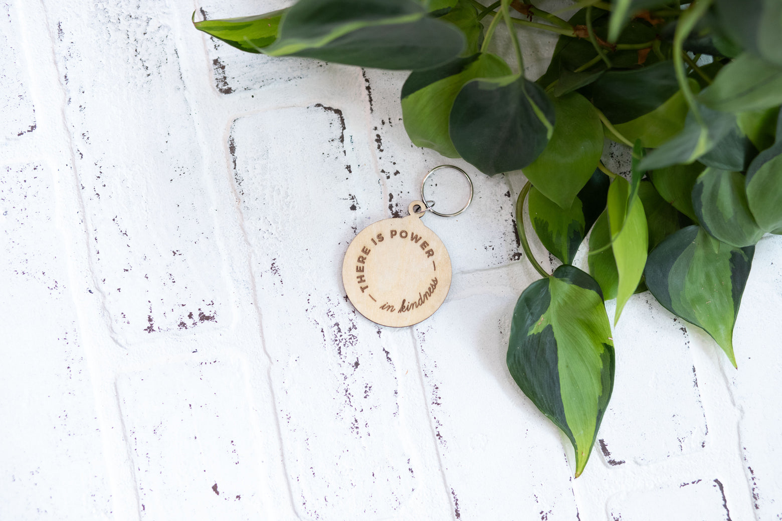 Kindness Counts Keychain, Wooden Keychain, There is Power in Kindness Key Ring with Hearts-0